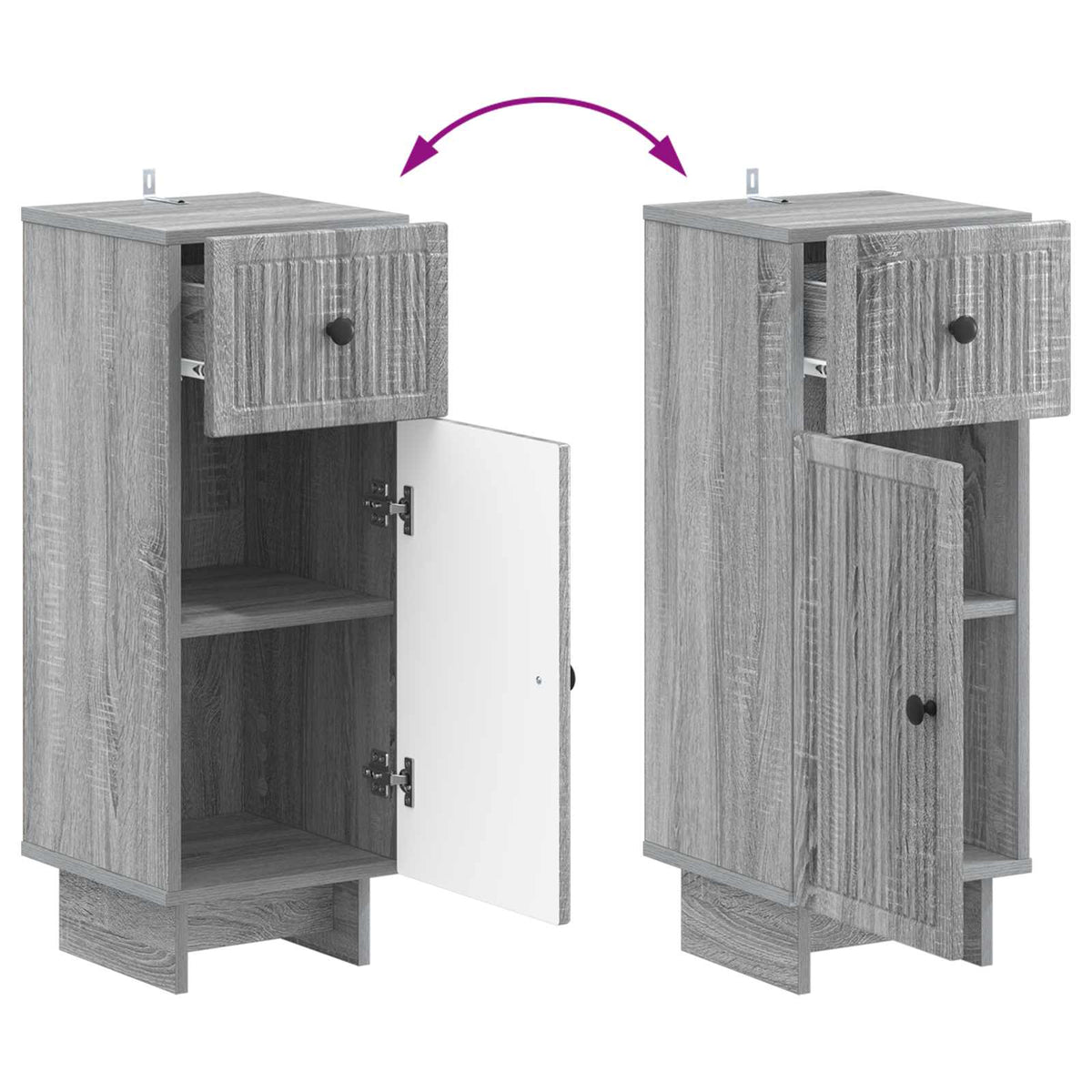 Set di armadietti da bagno in 3 pezzi EDE Sonoma grigio