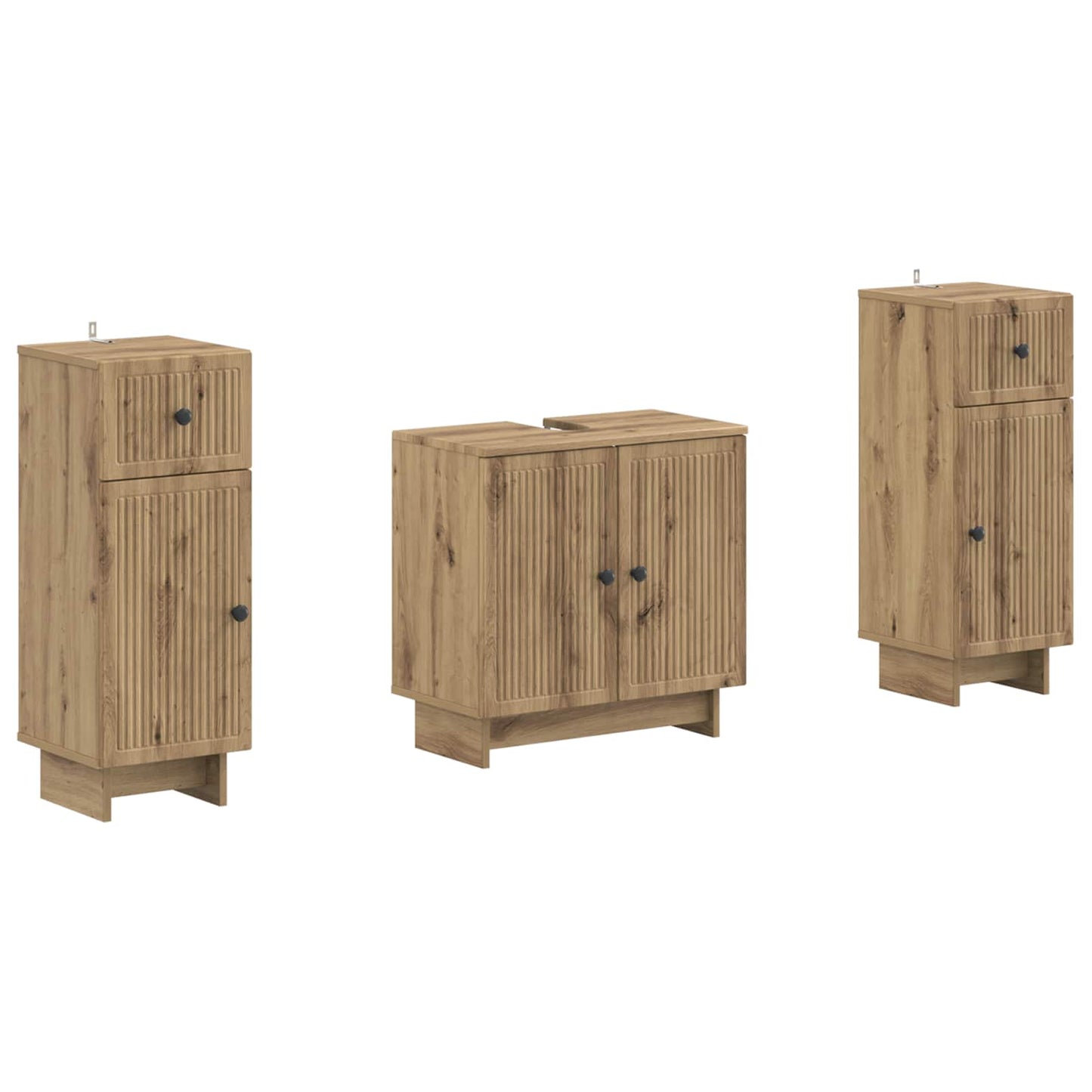 Set di Armadi da Bagno da 2 Pezzi EDE Rovere Artigianale | homemem39