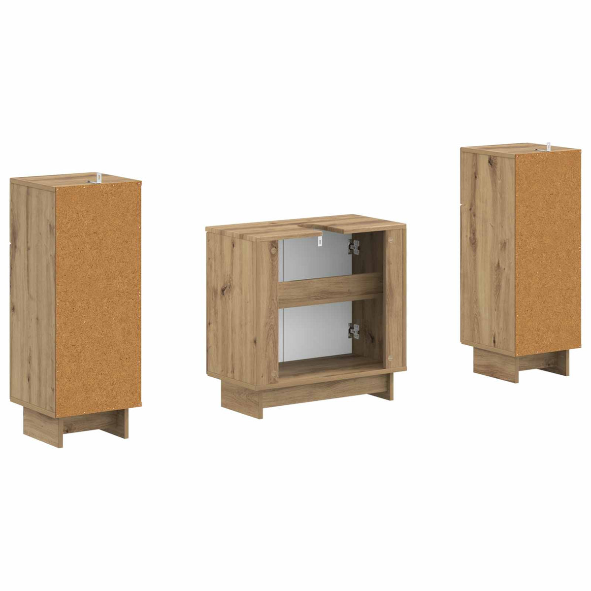 Set di armadietti da bagno in 3 pezzi EDE Rovere Artigianale