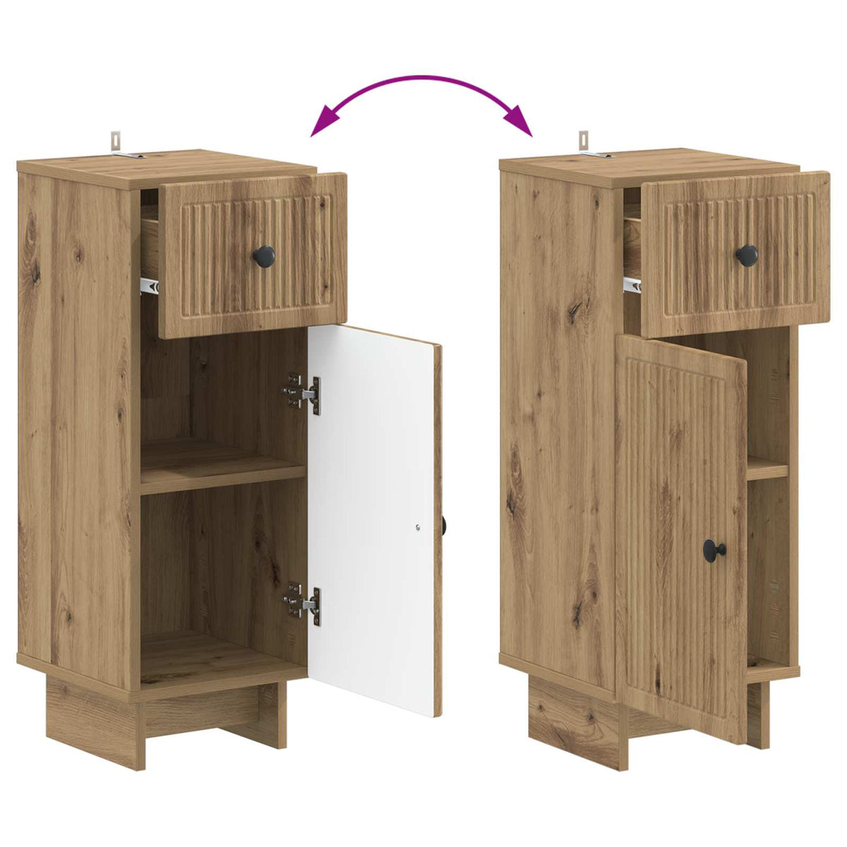 Set di armadietti da bagno in 3 pezzi EDE Rovere Artigianale