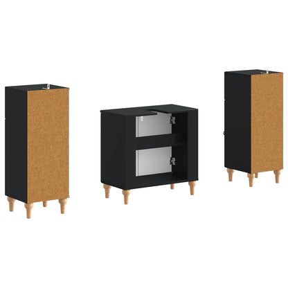 Set di Armadi da Bagno da 2 Pezzi ALKMAAR Nero | homemem39