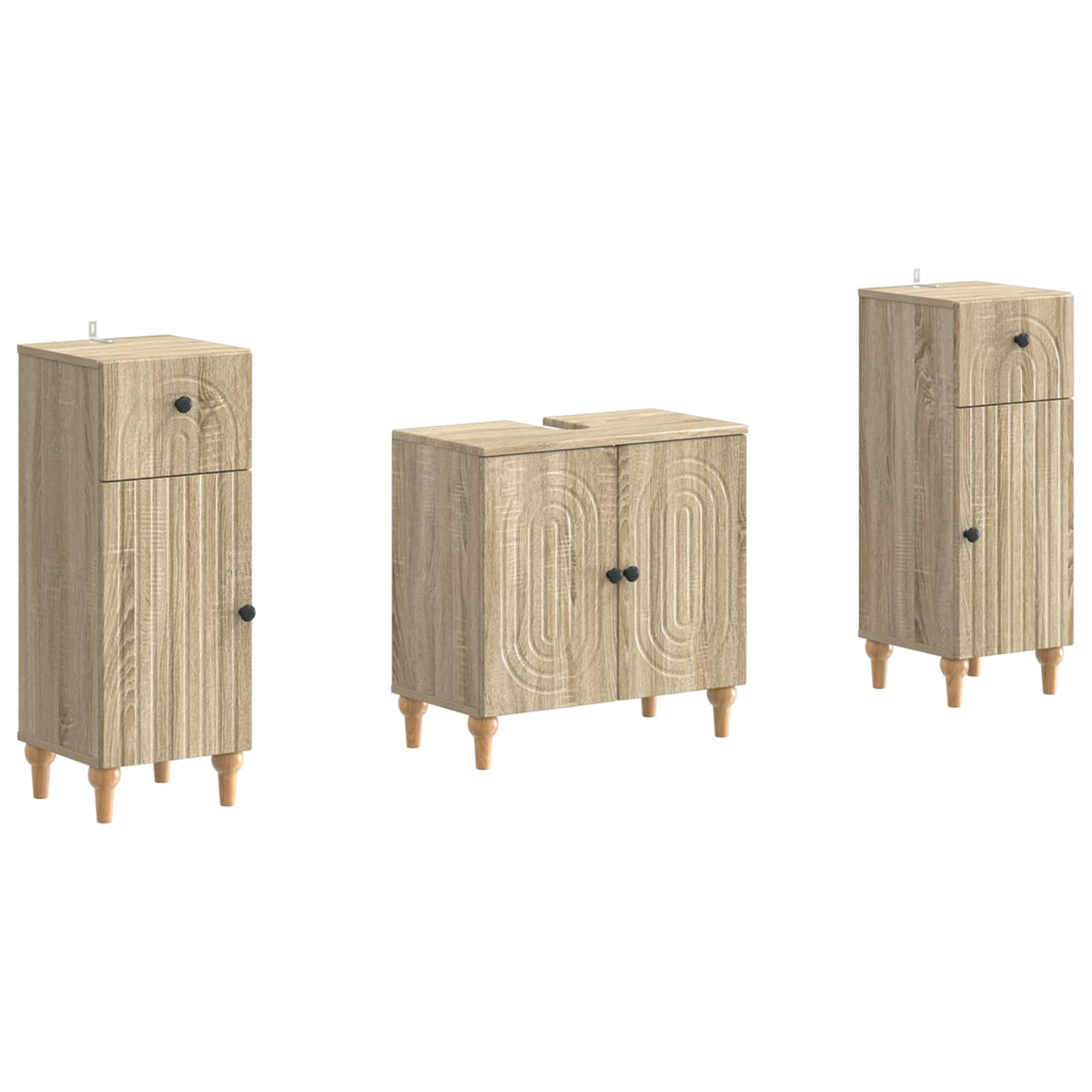 Set di armadietti da bagno in 3 pezzi ALKMAAR Rovere Sonoma