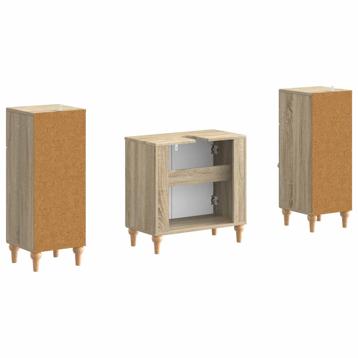 Set di armadietti da bagno in 3 pezzi ALKMAAR Rovere Sonoma