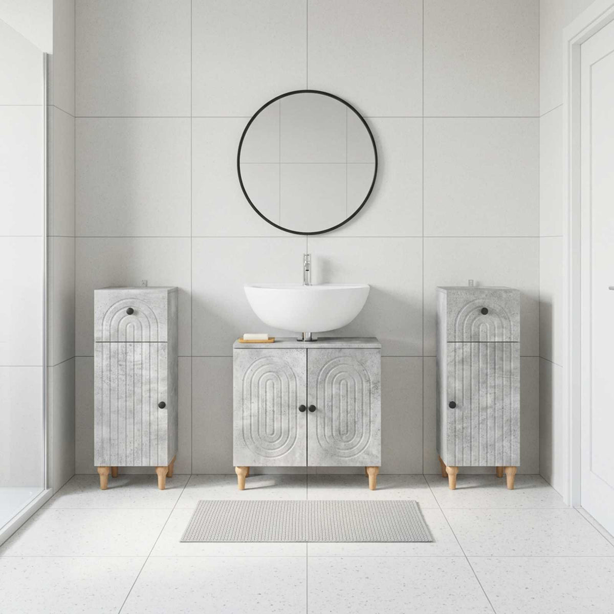 Set di armadietti da bagno in 3 pezzi ALKMAAR Grigio Cemento