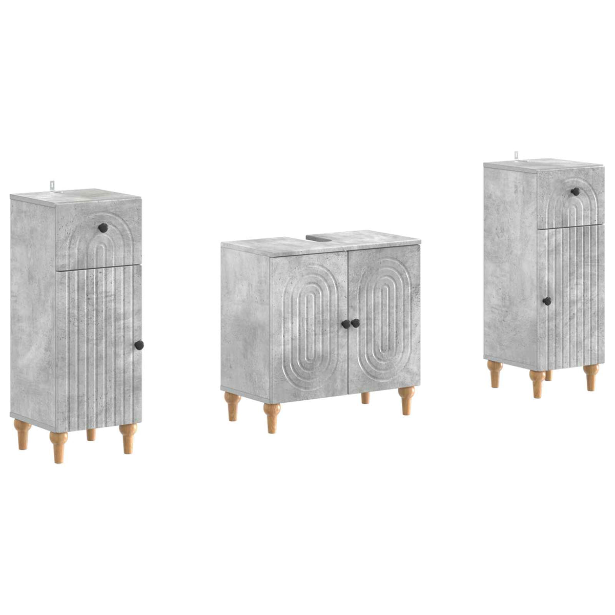 Set di armadietti da bagno in 3 pezzi ALKMAAR Grigio Cemento