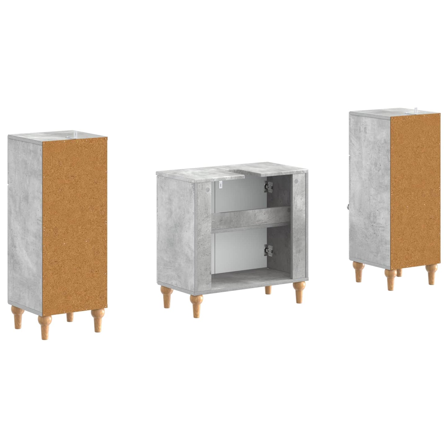 Set di Armadi da Bagno da 2 Pezzi ALKMAAR Grigio Cemento | homemem39