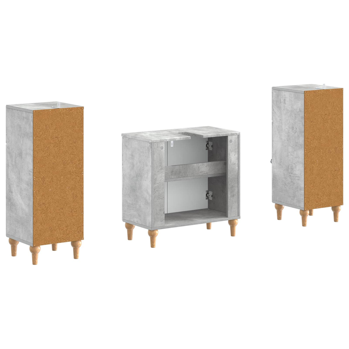 Set di armadietti da bagno in 3 pezzi ALKMAAR Grigio Cemento