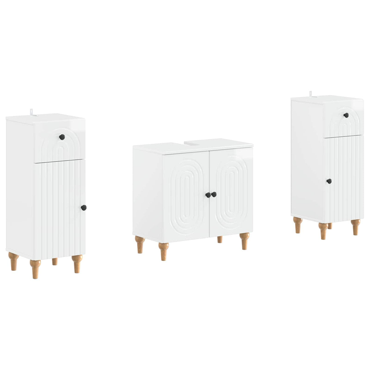 Set di armadietti da bagno in 3 pezzi ALKMAAR Bianco Lucido
