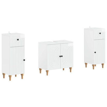 Set di armadietti da bagno in 3 pezzi ALKMAAR Bianco Lucido