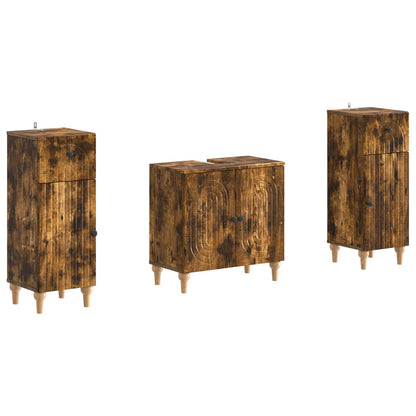 Set di Armadi da Bagno da 2 Pezzi ALKMAAR Rovere Fumo