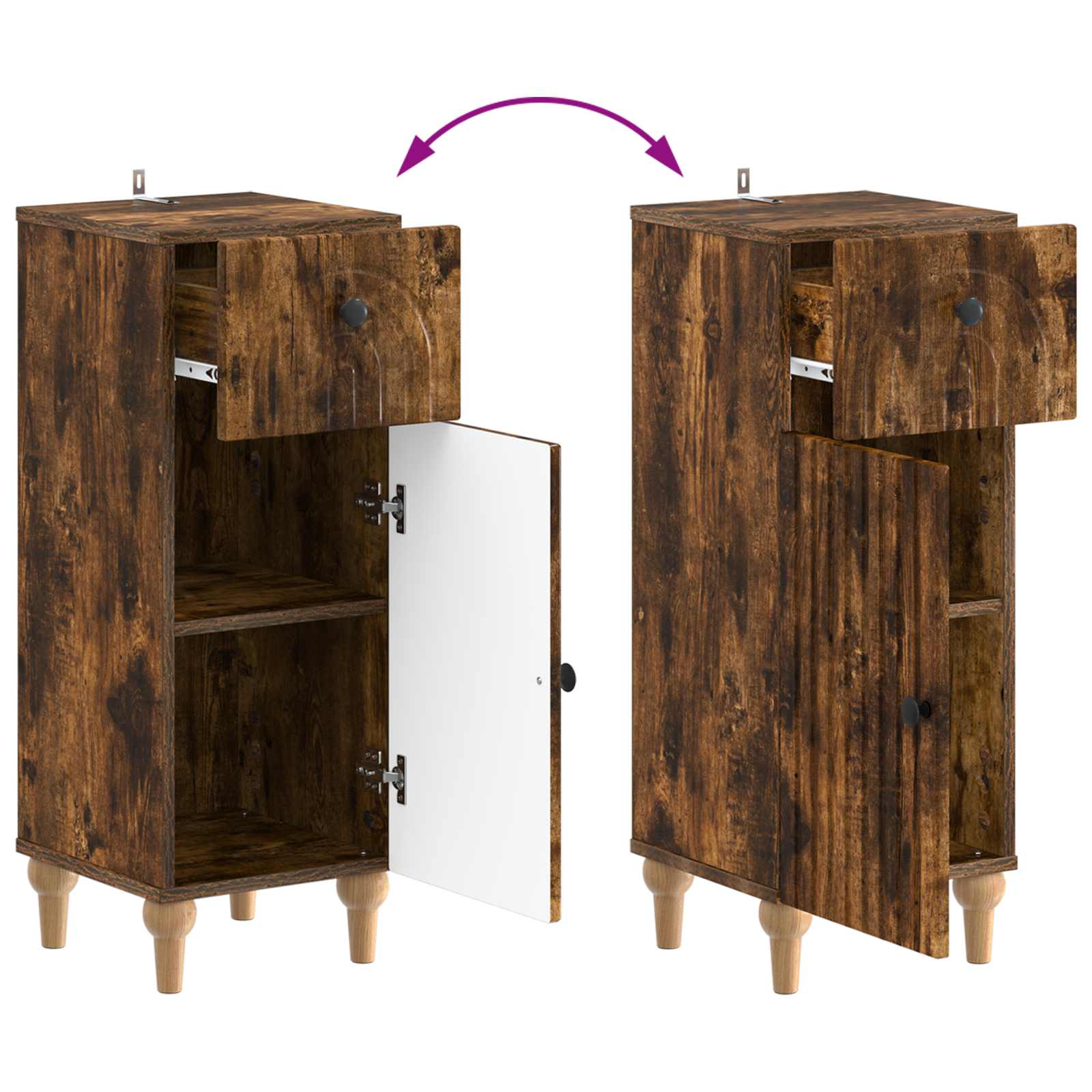 Set di Armadi da Bagno da 2 Pezzi ALKMAAR Rovere Fumo | homemem39