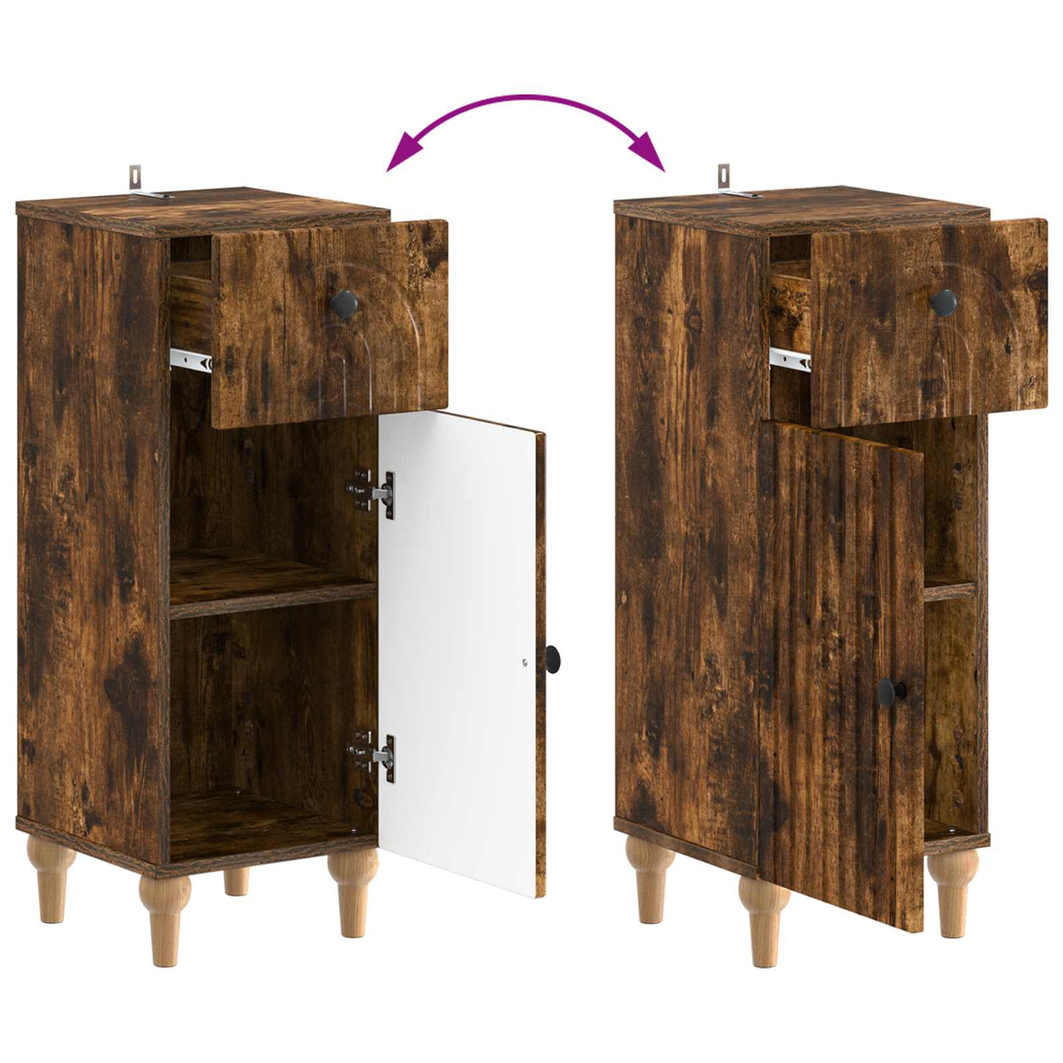 Set di armadietti da bagno in 3 pezzi ALKMAAR Rovere Fumo