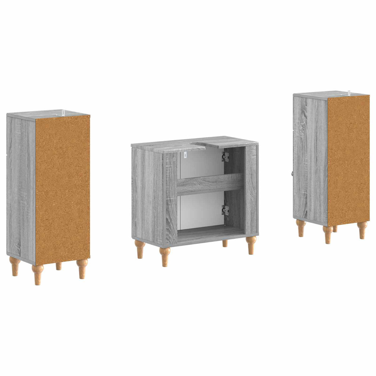 Set di armadietti da bagno in 3 pezzi ALKMAAR Sonoma grigio