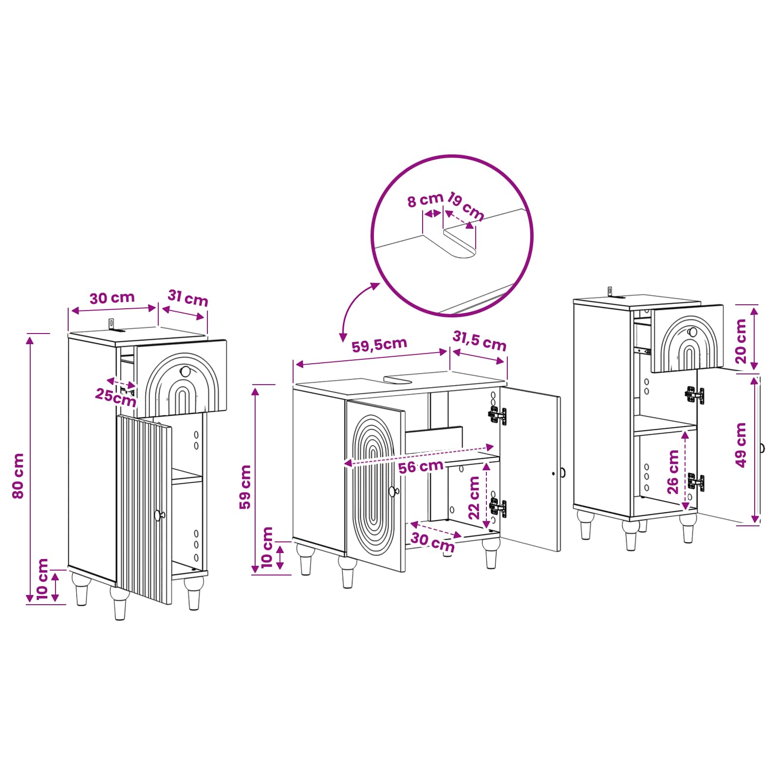 Set di Armadi da Bagno da 2 Pezzi ALKMAAR Sonoma grigio | homemem39