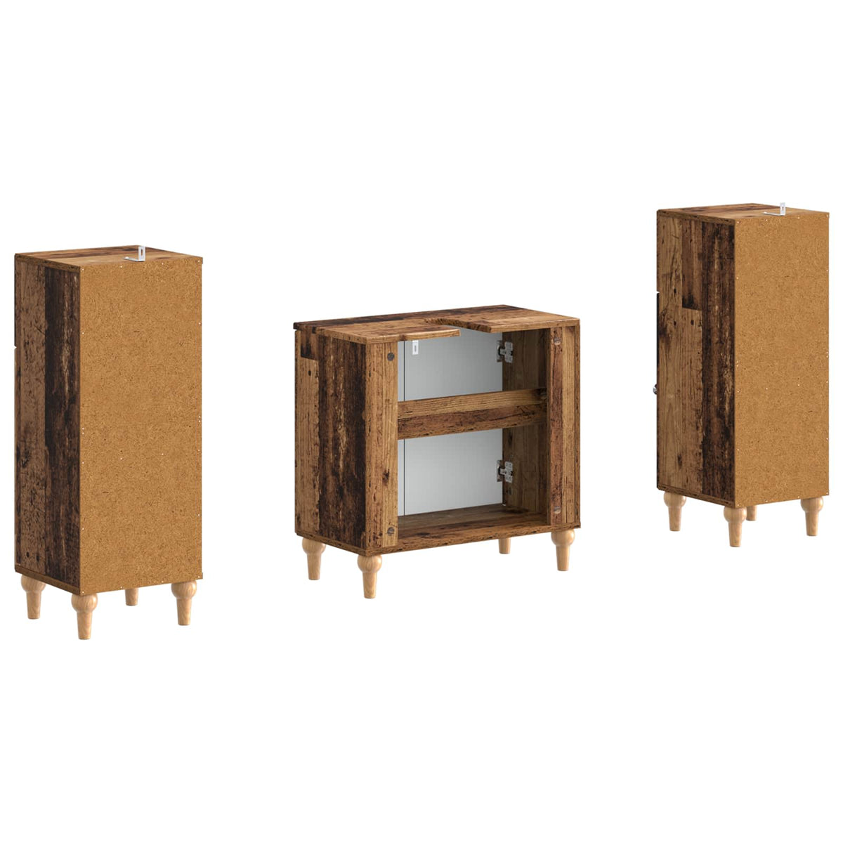 Set di armadietti da bagno in 3 pezzi ALKMAAR Legno antico