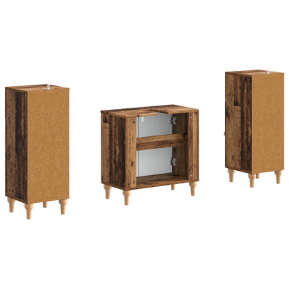 Set di armadietti da bagno in 3 pezzi ALKMAAR Legno antico