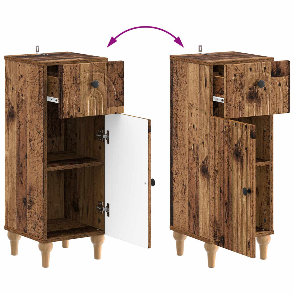 Set di armadietti da bagno in 3 pezzi ALKMAAR Legno antico