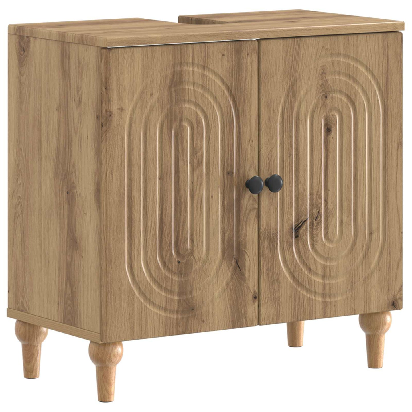 Set di Armadi da Bagno da 2 Pezzi ALKMAAR Rovere Artigianale