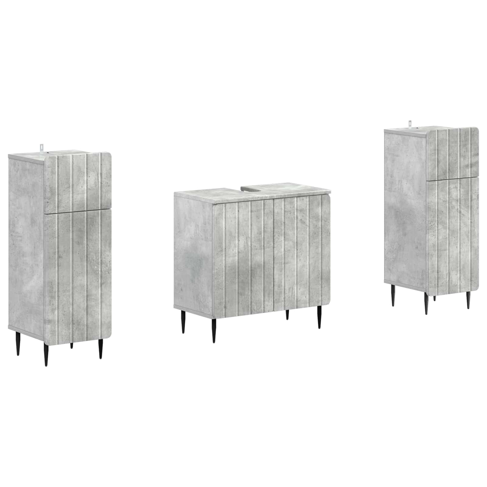 Set di Armadi da Bagno da 2 Pezzi ZWOLLE Grigio Cemento | homemem39