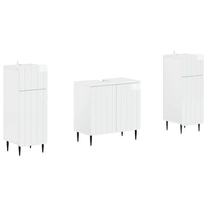Set di Armadi da Bagno da 2 Pezzi ZWOLLE Bianco Lucido | homemem39