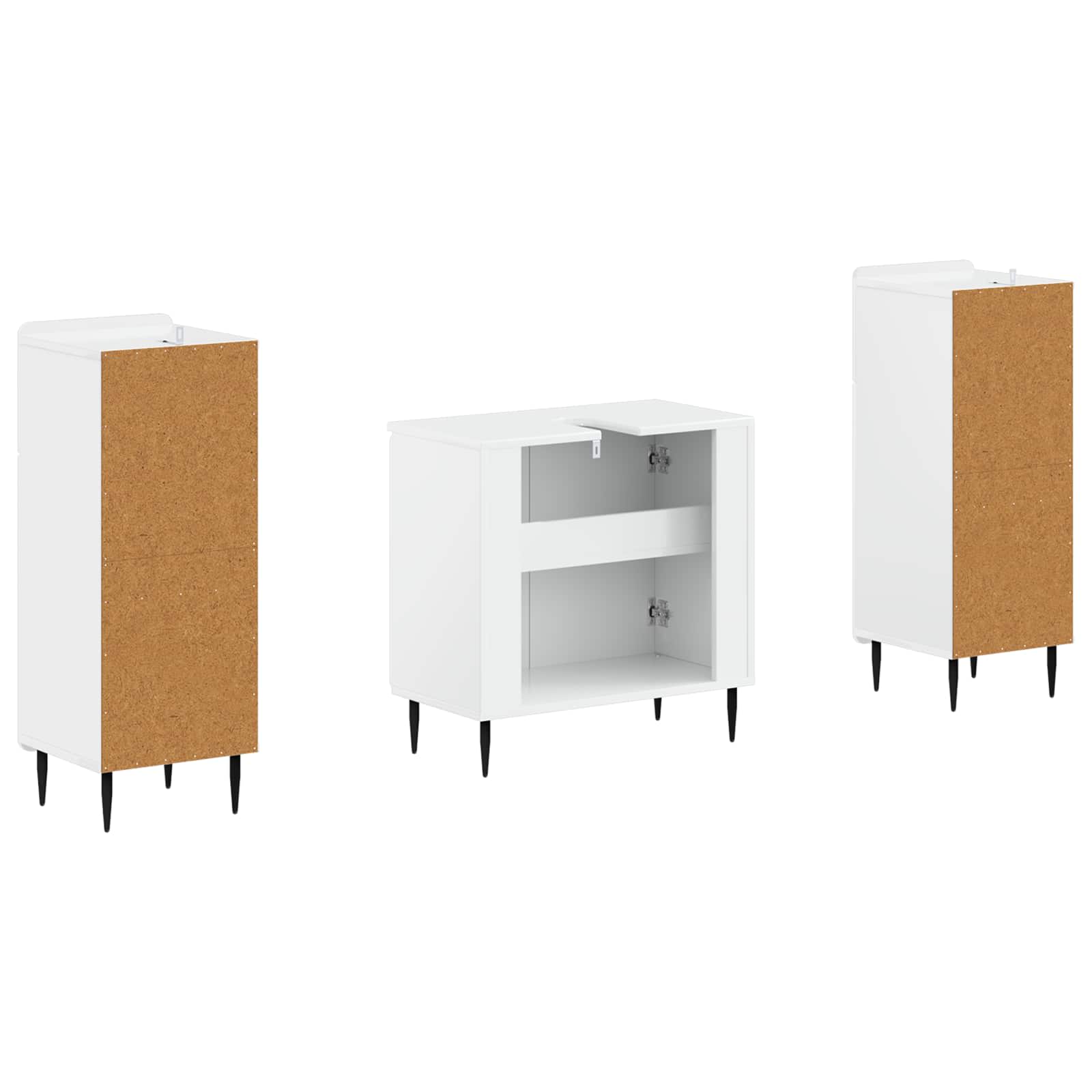 Set di Armadi da Bagno da 2 Pezzi ZWOLLE Bianco Lucido | homemem39