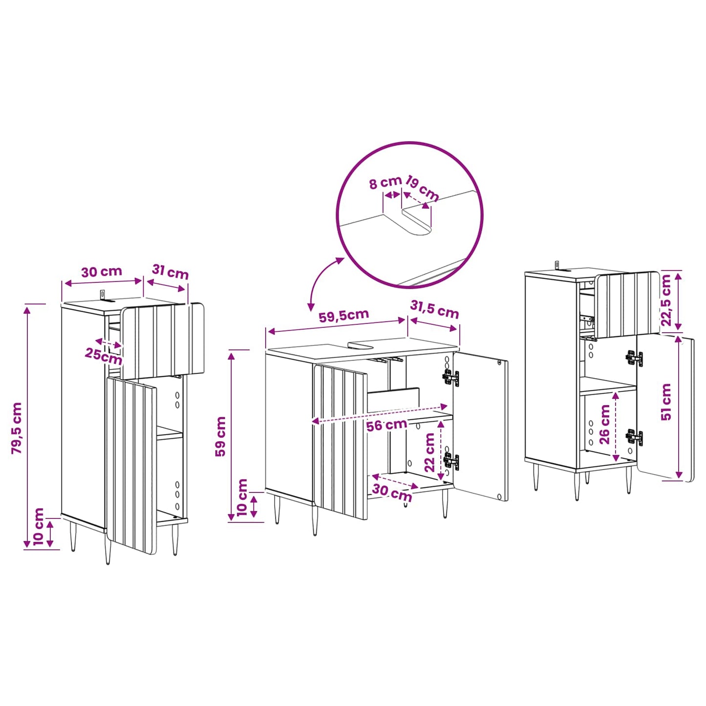 Set di Armadi da Bagno da 2 Pezzi ZWOLLE Sonoma grigio | homemem39