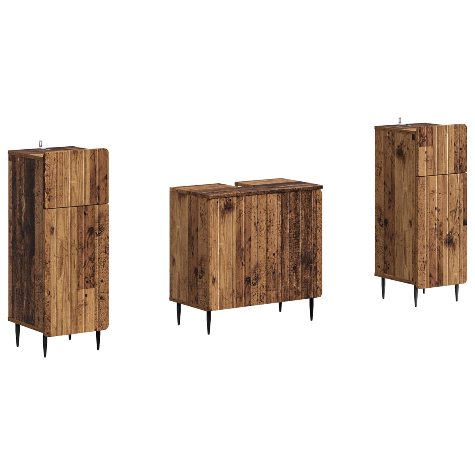 Set di Armadi da Bagno da 2 Pezzi ZWOLLE Legno antico | homemem39