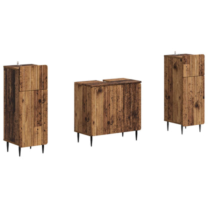 Set di armadietti da bagno in 3 pezzi ZWOLLE Legno antico