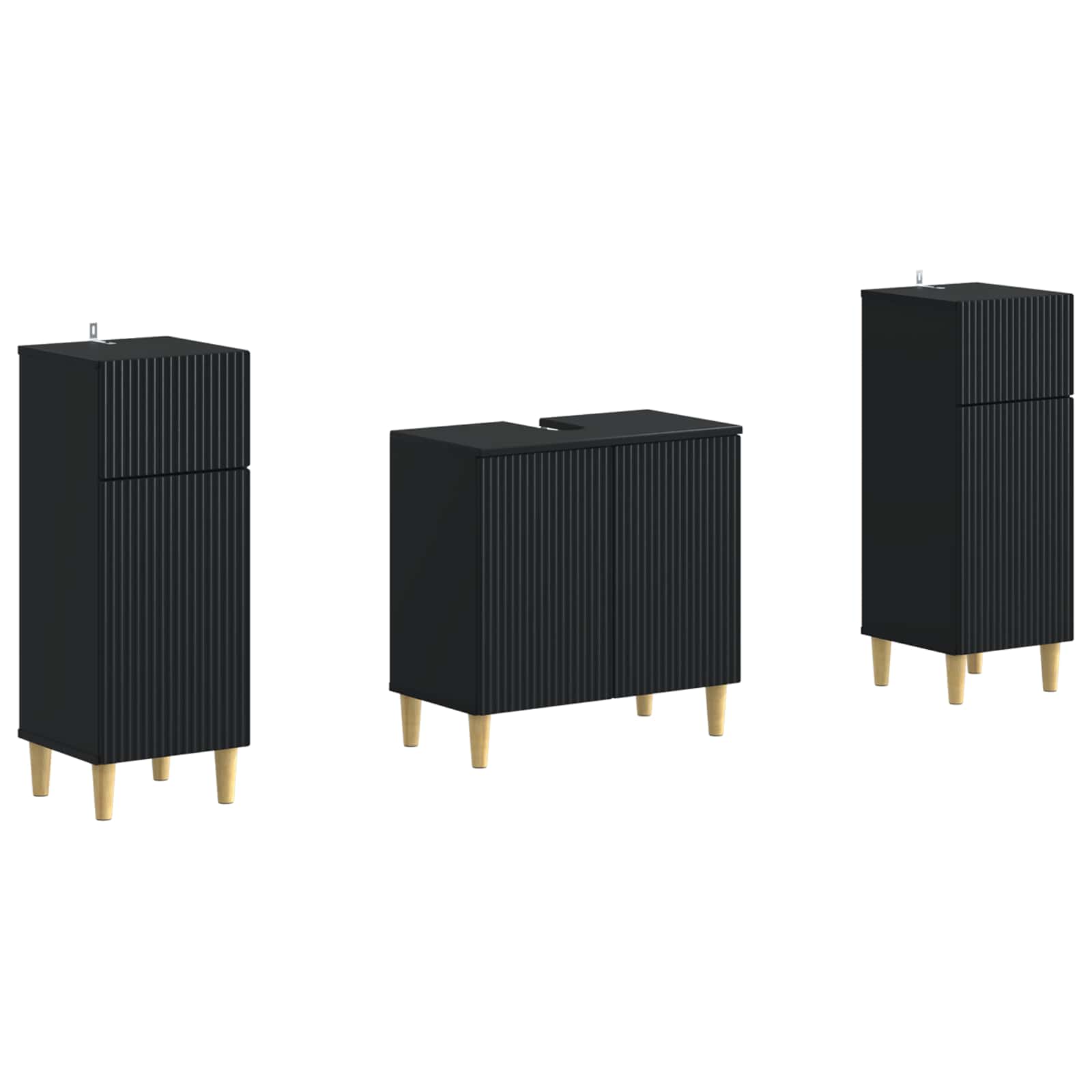 Set di Armadi da Bagno da 2 Pezzi ARNHEM Nero | homemem39