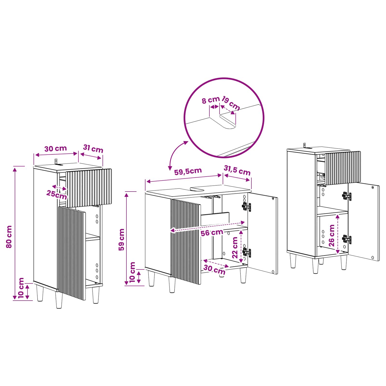 Set di Armadi da Bagno da 2 Pezzi ARNHEM Rovere Sonoma | homemem39