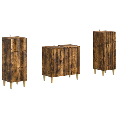 Set di Armadi da Bagno da 2 Pezzi ARNHEM Rovere Fumo | homemem39
