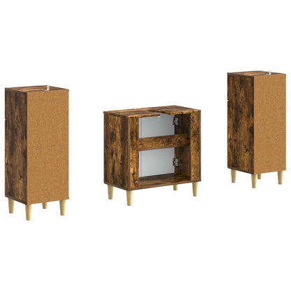 Set di Armadi da Bagno da 2 Pezzi ARNHEM Rovere Fumo | homemem39