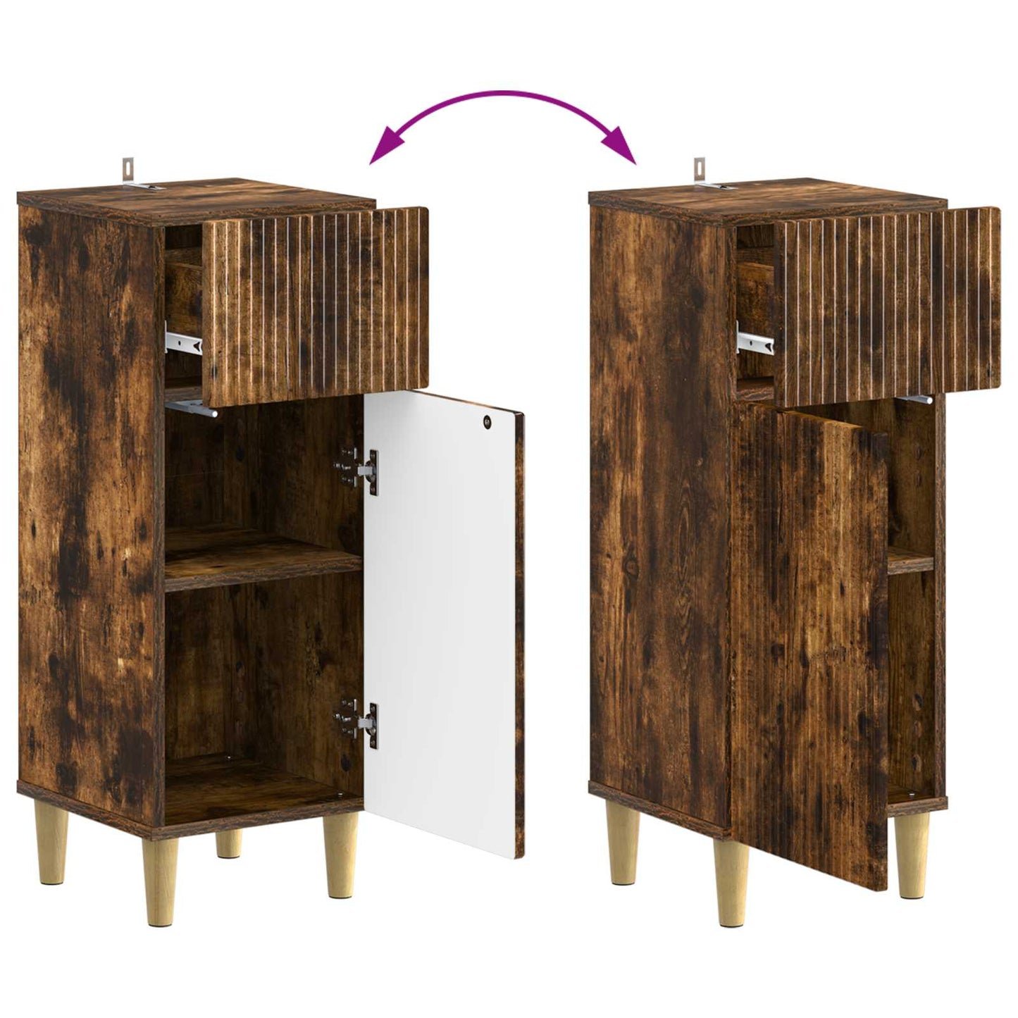 Set di Armadi da Bagno da 2 Pezzi ARNHEM Rovere Fumo | homemem39