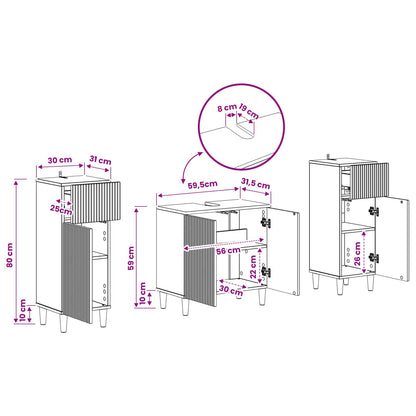 Set di Armadi da Bagno da 2 Pezzi ARNHEM Rovere Fumo | homemem39