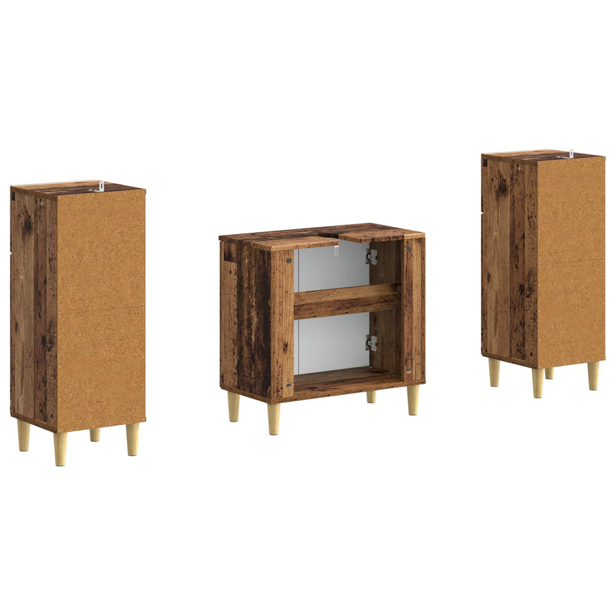 Set di armadietti da bagno in 3 pezzi ARNHEM Legno antico