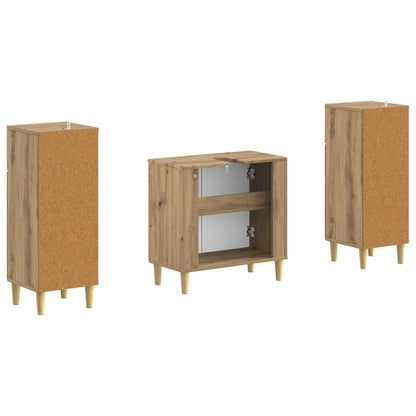 Set di Armadi da Bagno da 2 Pezzi ARNHEM Rovere Artigianale | homemem39