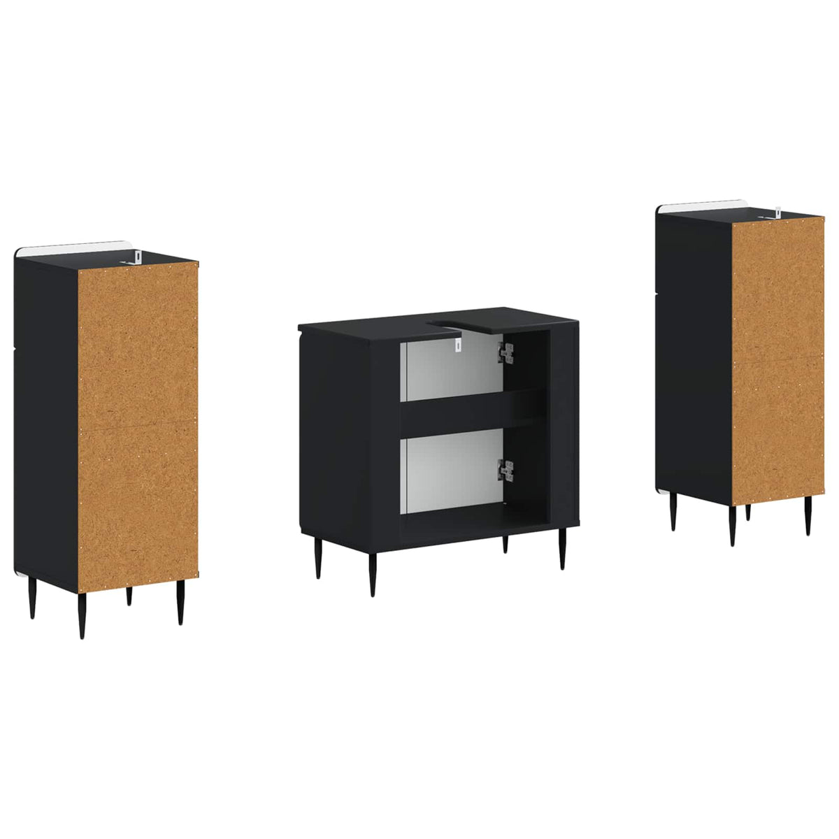 Set di armadietti da bagno in 3 pezzi HAARLEM Nero