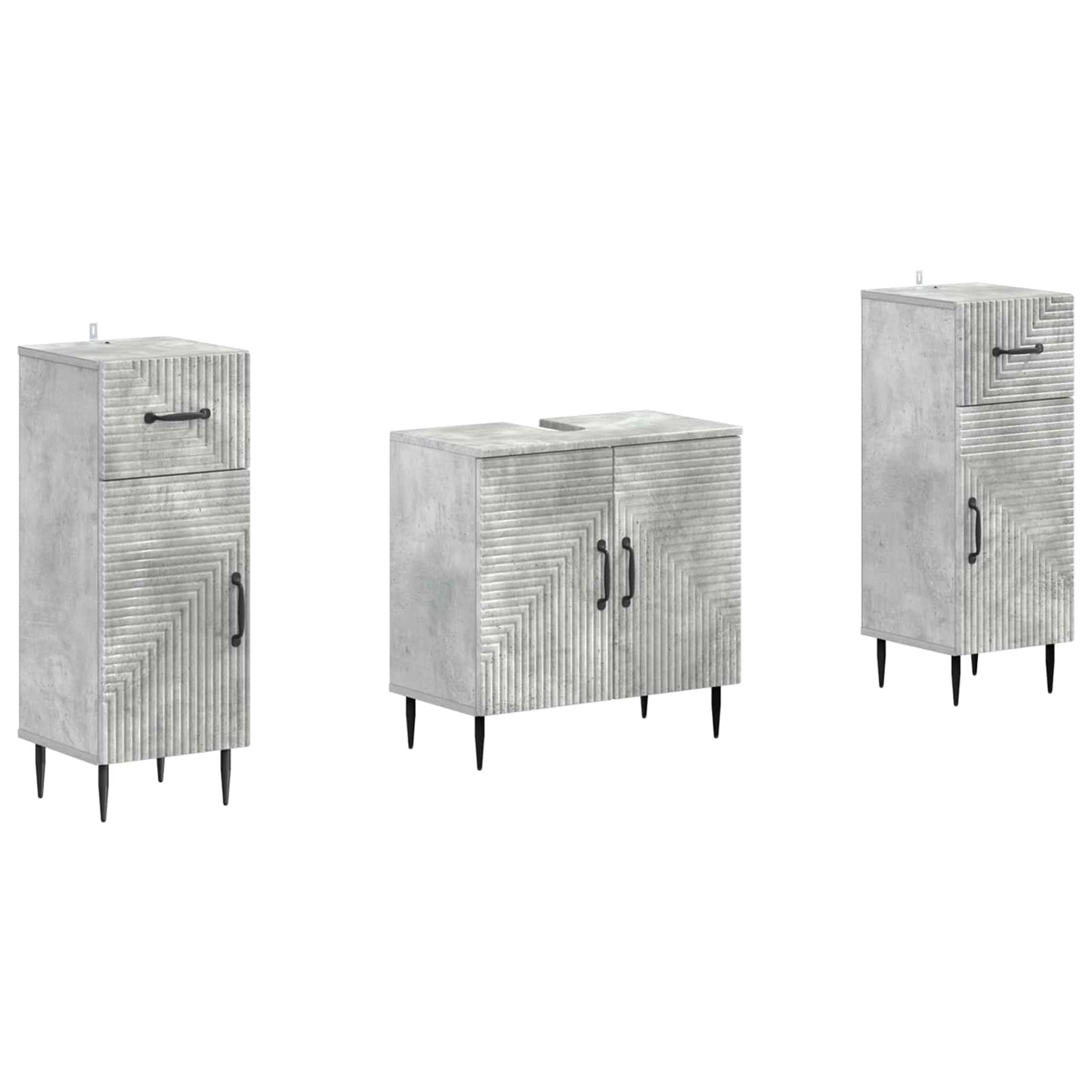 Set di Armadi da Bagno da 2 Pezzi HAARLEM Grigio Cemento | homemem39