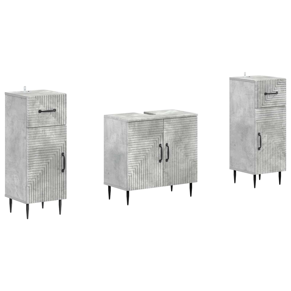 Set di armadietti da bagno in 3 pezzi HAARLEM Grigio Cemento