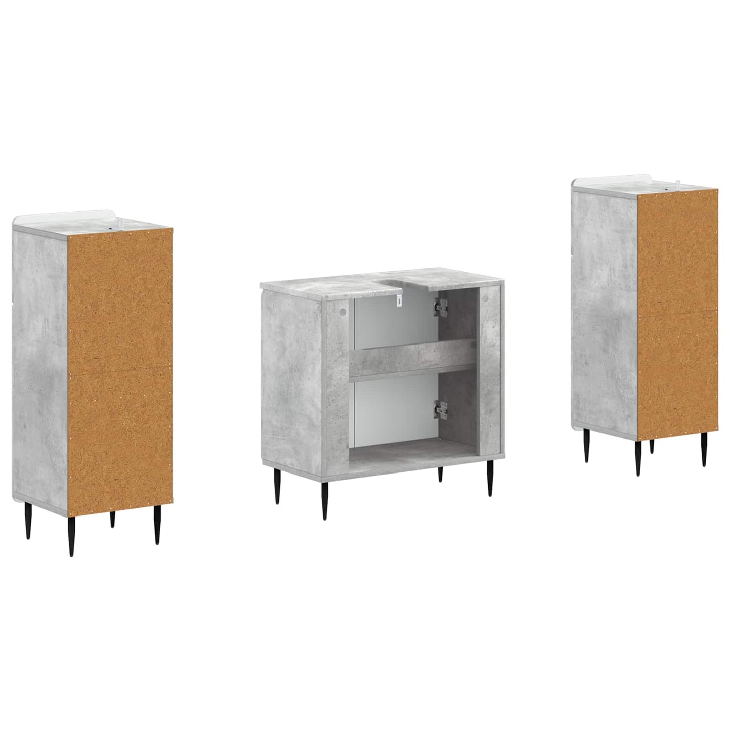 Set di Armadi da Bagno da 2 Pezzi HAARLEM Grigio Cemento | homemem39