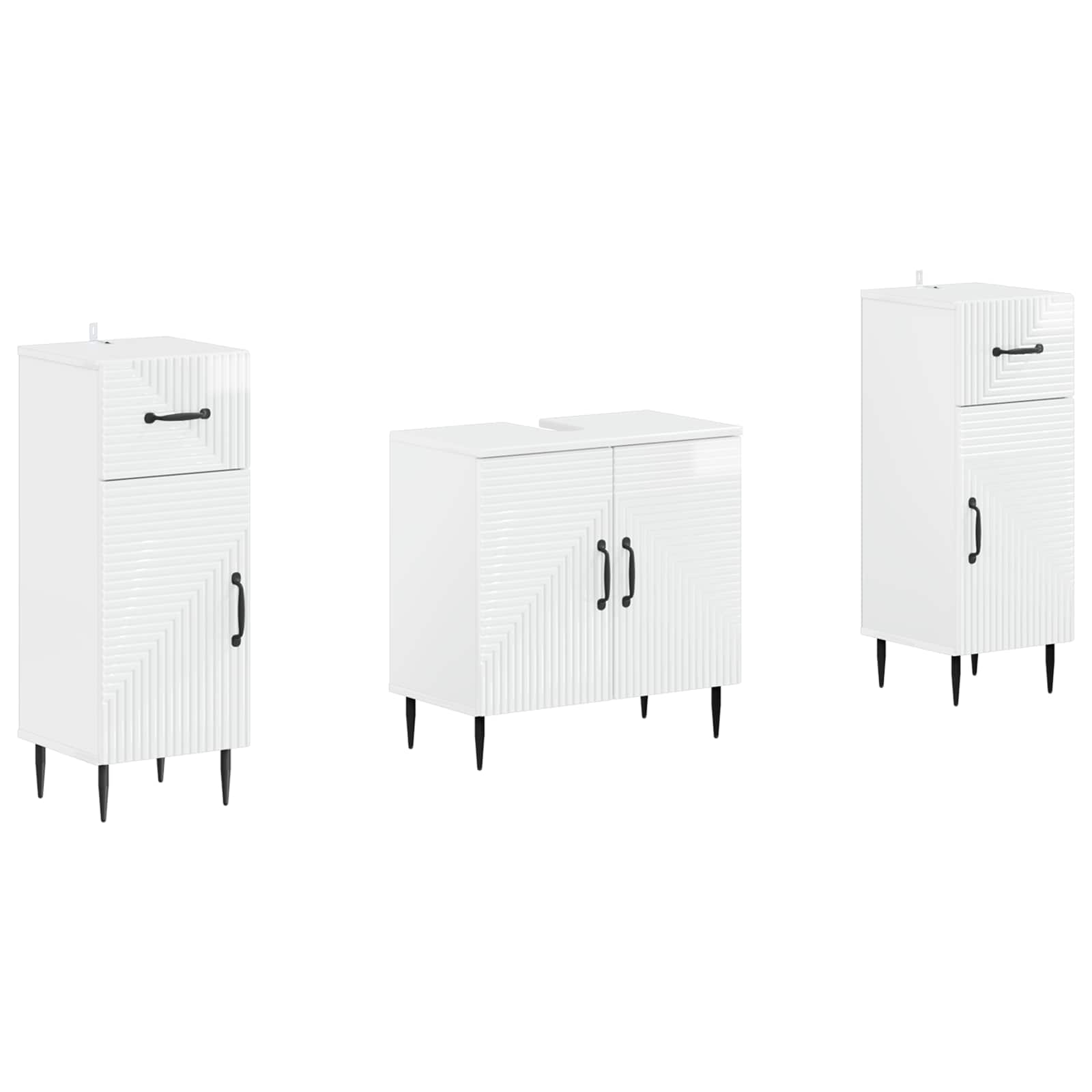Set di Armadi da Bagno da 2 Pezzi HAARLEM Bianco Lucido | homemem39