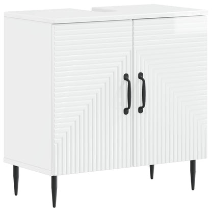 Set di Armadi da Bagno da 2 Pezzi HAARLEM Bianco Lucido | homemem39