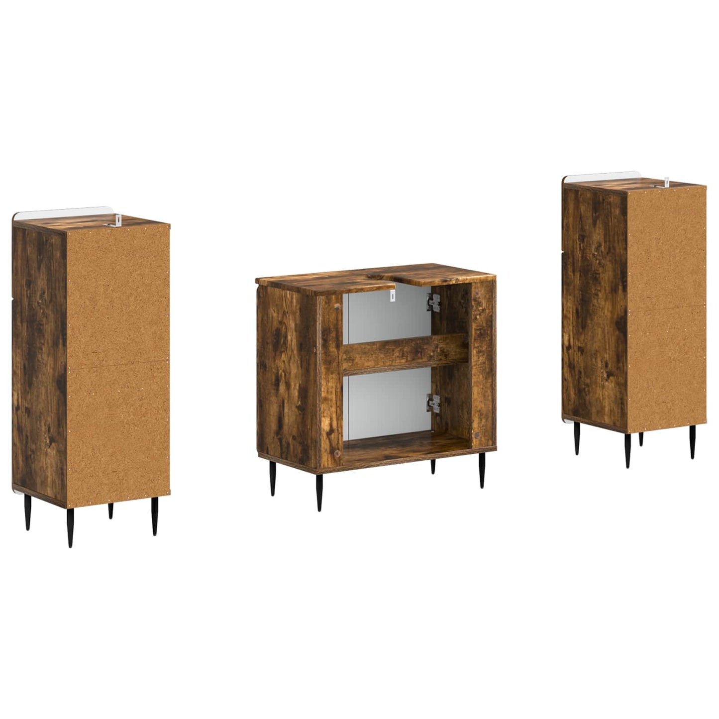 Set di Armadi da Bagno da 2 Pezzi HAARLEM Rovere Fumo | homemem39