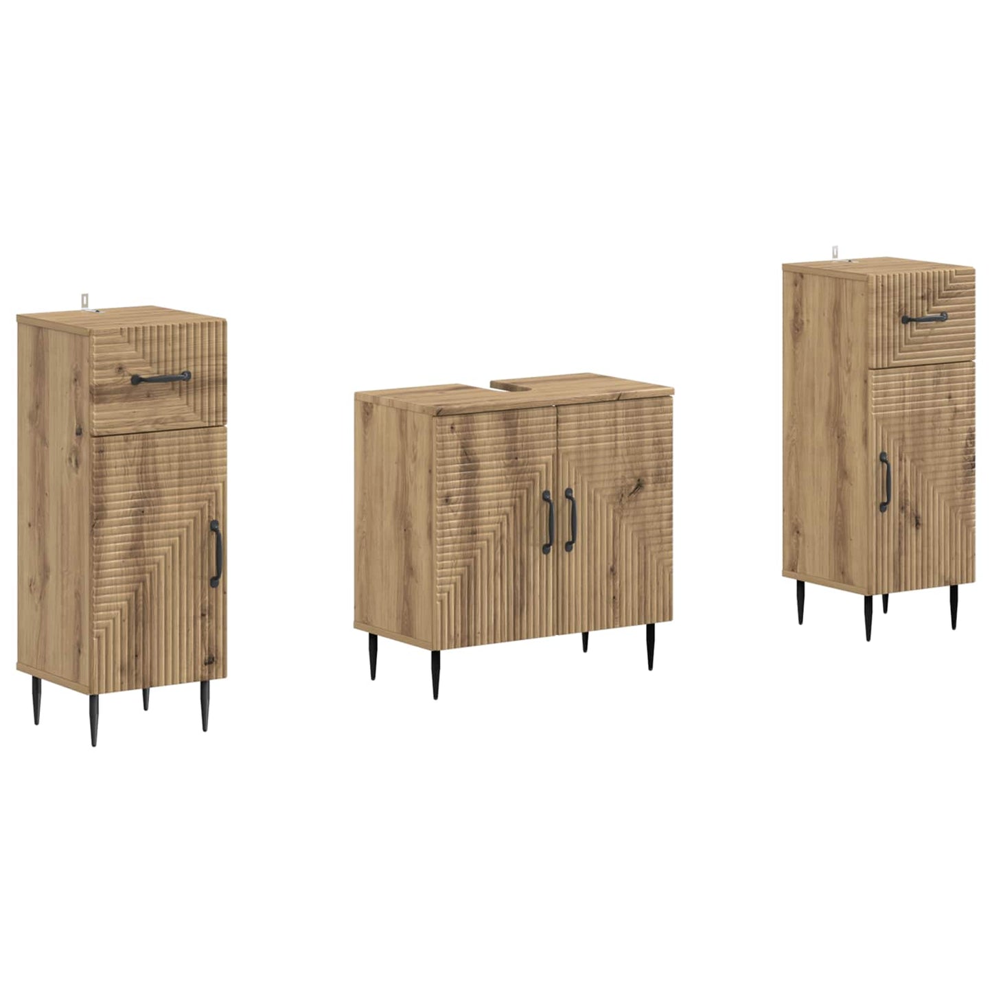 Set di Armadi da Bagno da 2 Pezzi HAARLEM Rovere Artigianale | homemem39