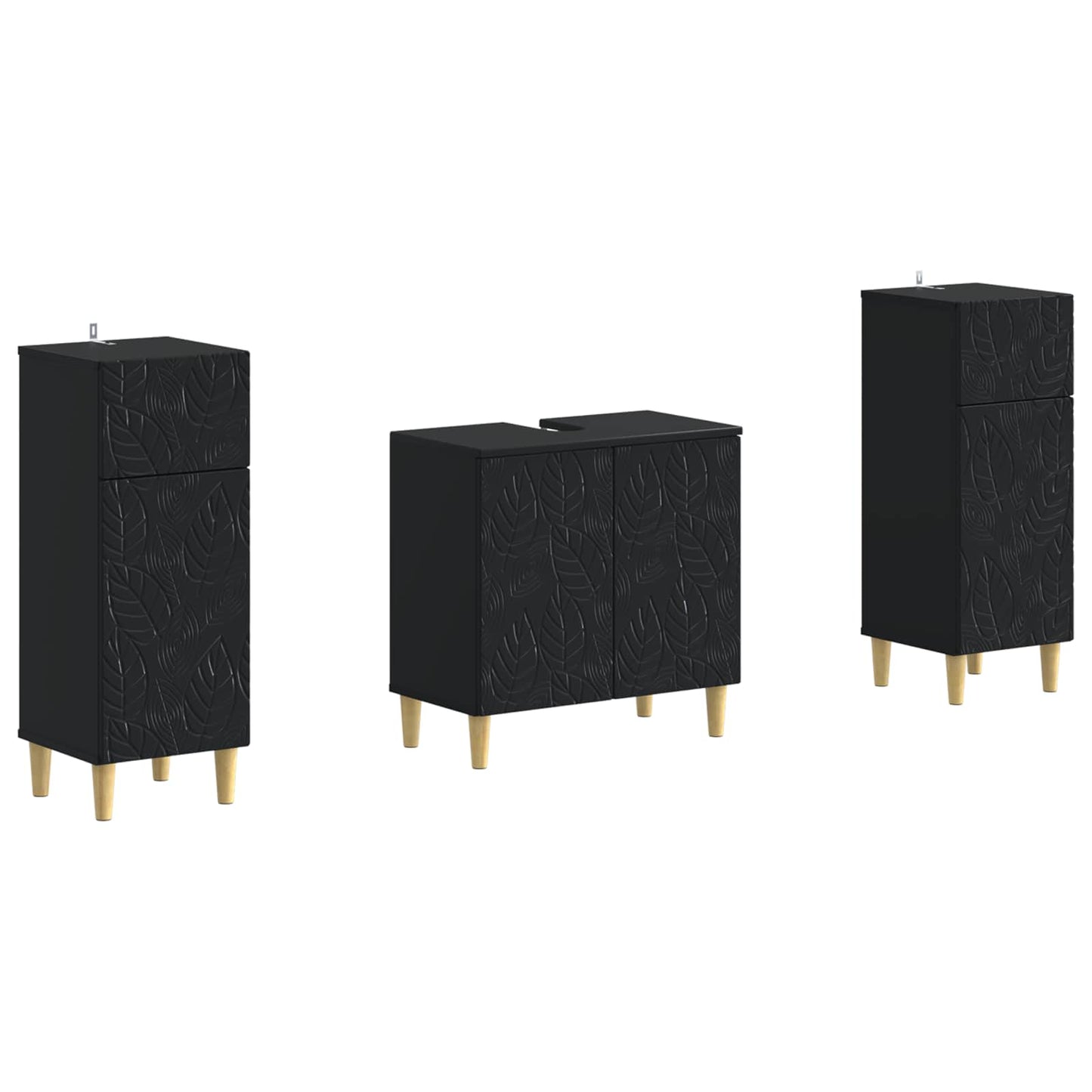 Set di Armadi da Bagno da 2 Pezzi DELFT Nero | homemem39