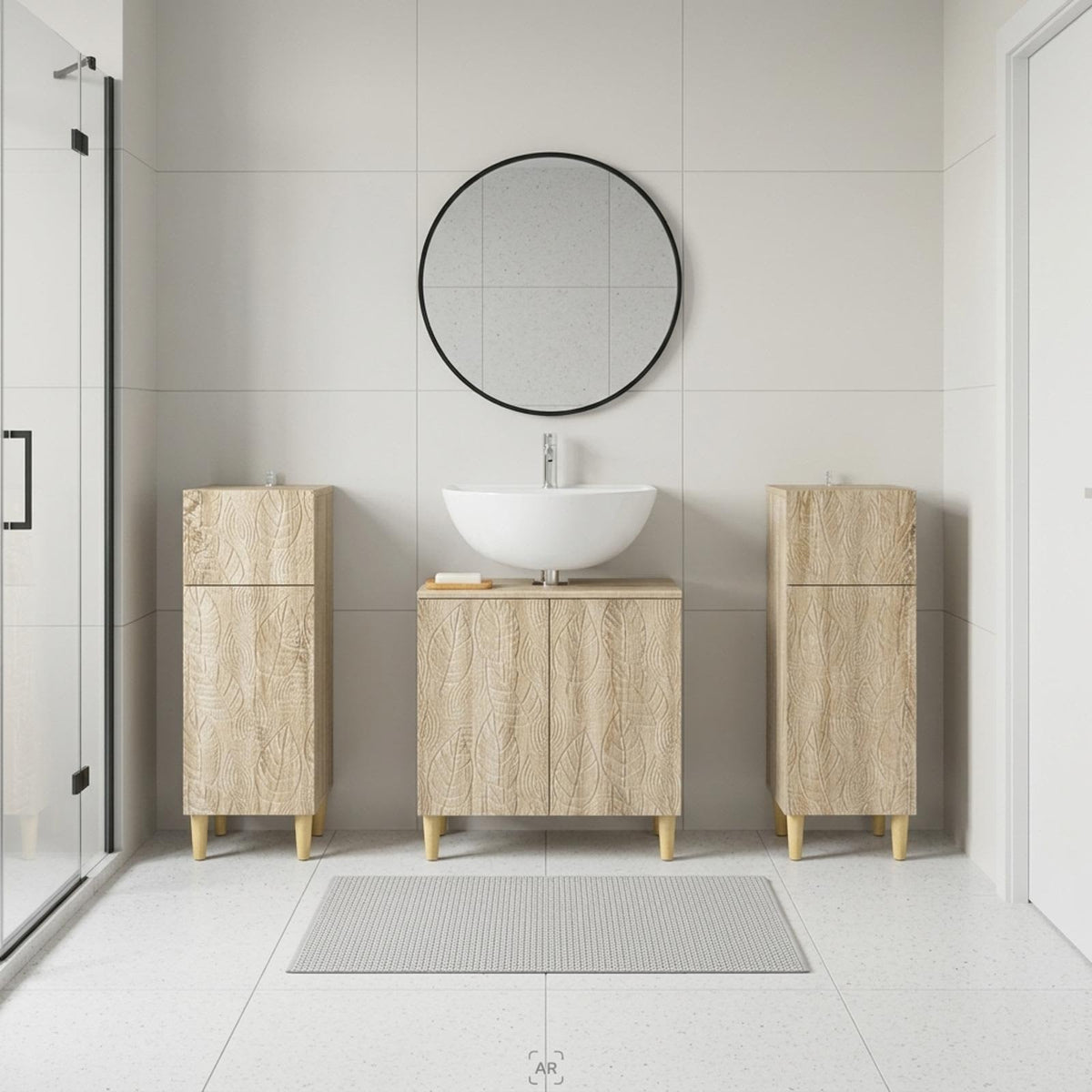 Set di armadietti da bagno in 3 pezzi DELFT Rovere Sonoma