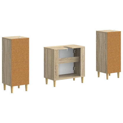 Set di armadietti da bagno in 3 pezzi DELFT Rovere Sonoma