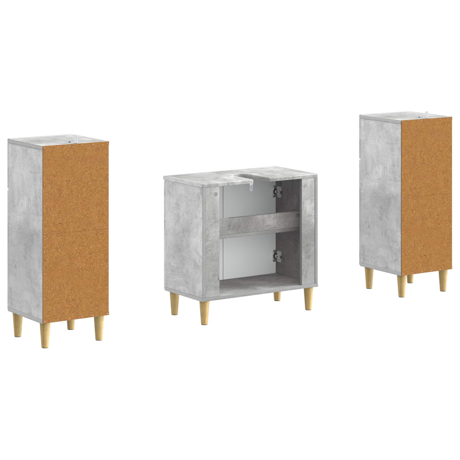 Set di Armadi da Bagno da 2 Pezzi DELFT Grigio Cemento | homemem39