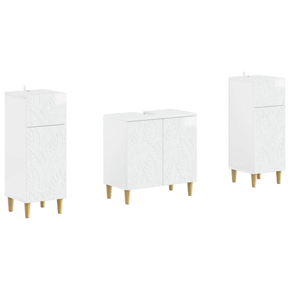 Set di armadietti da bagno in 3 pezzi DELFT Bianco Lucido