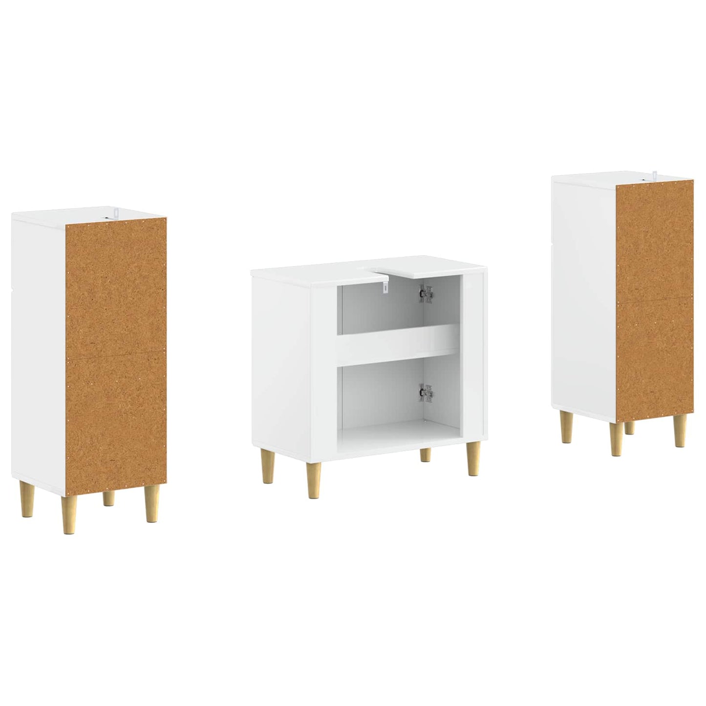 Set di Armadi da Bagno da 2 Pezzi DELFT Bianco Lucido | homemem39